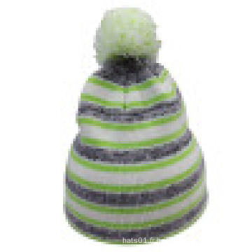 Bonnet tricoté avec tricot en rayure NTD014